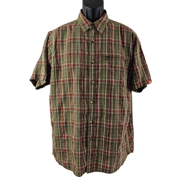 The North Face Men’s Size Large Plaid Button Casual Outdoor Short Sleeve Shirt - Picture 1 of 16